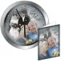 Preview: Fotouhr mit Metallrahmen zur Goldenen Hochzeit - individuell gefertigt mit Ihren Bildern + Ihrem Text