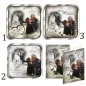 Preview: Geschenk zur Goldhochzeit - eckige Metalluhr mit Fotozifferblatt