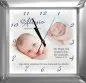 Preview: Eine Wanduhr mit 2 Fotos eines Babys, Taufdatum und Taufspruch und dem Namen des Kindes bezaubernd zu einem kleinen Kunstwerk kombiniert