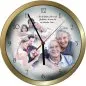 Preview: Wanduhr mit mehreren Familienfotos , Ziffern und einem Familienspruch. modernes Design