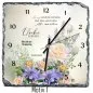 Preview: Besonderes Geschenk zum 70. Geburtstag für die beste Freundin – personalisierte Schieferuhr mit Blumenmotiv
