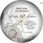 Preview: Hochzeitsuhr mit modernem Rosendesign als Geschenk zur Hochzeit