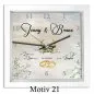 Preview: Schönes Hochzeitsgeschenk - Hochzeitsbild oder -uhr im weißen Holzrahmen