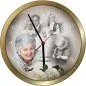 Preview: Fotouhr mit Babybild, Bild aus der Jugend und aktuellen Bild einer 70jähjrigen als Geschenk zum 70. Geburtstag