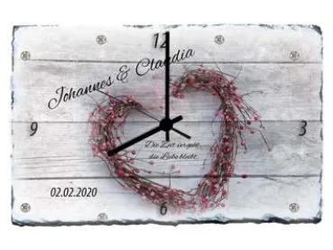 Schieferuhr als Hochzeitsgeschenk Motiv 1