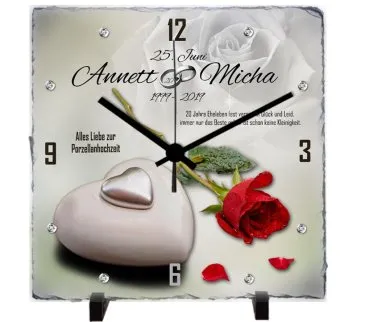 Geschenk Eiserne Hochzeit Schieferuhr