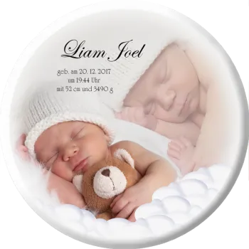 Geburt Porzellanplatte mit Name und Geburtsdatum