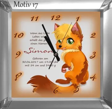 Eckige Geburtsuhr Fuchs