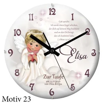 Taufuhr - Kuppelglas - Kinderuhr mit Namen und Taufdatum