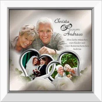Hochzeitsbild oder Hochzeitsuhr - Modernes Geschenk zur Silberhochzeit