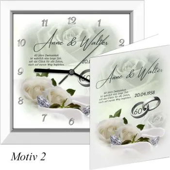 Diamanthochzeitsbild / Diamanthochzeitsuhr - schlicht, modern