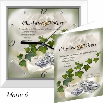 Diamanthochzeitsbild / Diamanthochzeitsuhr - schlicht, modern