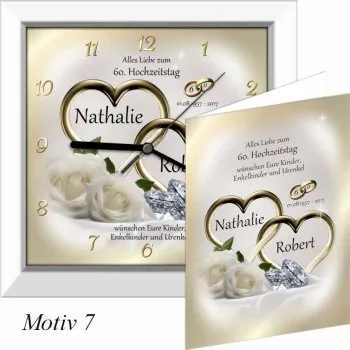 Diamanthochzeitsbild / Diamanthochzeitsuhr - schlicht, modern