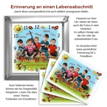 Erinnerungsbilder mit Ihrem Gruppenfoto - passend zur Abschiedsuhr
