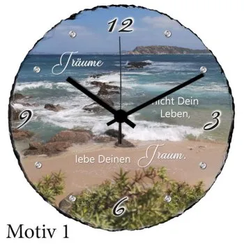 Geburtstagsgeschenk -Schieferuhr rund mit Motiv