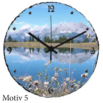 Geburtstagsgeschenk -Schieferuhr rund mit Motiv
