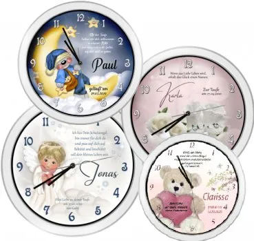 Geschenk zur Taufe Taufuhr mit Namen Datum Taufspruch