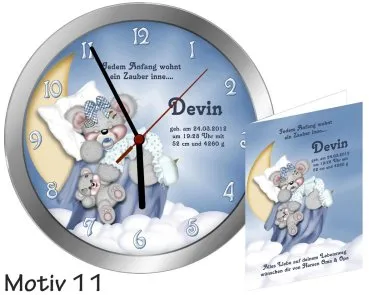 Geburtsuhr mit Namen als Geschenk zur Geburt