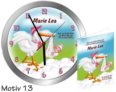 Moderne Geburtsuhr - als Geschenk zur Geburt -Metalluhr mit Namen