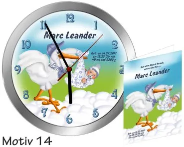 Moderne Geburtsuhr - als Geschenk zur Geburt -Metalluhr mit Namen
