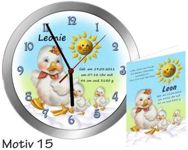 Moderne Geburtsuhr - als Geschenk zur Geburt -Metalluhr mit Namen