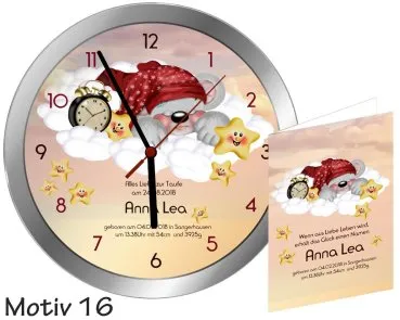 Moderne Geburtsuhr - als Geschenk zur Geburt -Metalluhr mit Namen