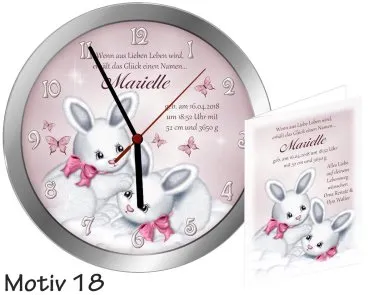 Moderne Geburtsuhr - als Geschenk zur Geburt -Metalluhr mit Namen