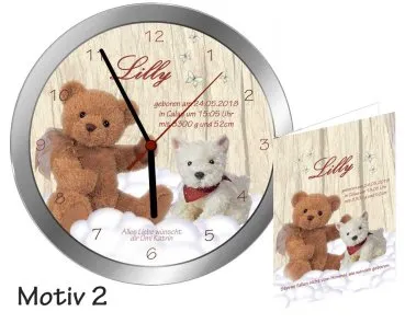 Moderne Geburtsuhr - als Geschenk zur Geburt -Metalluhr mit Namen