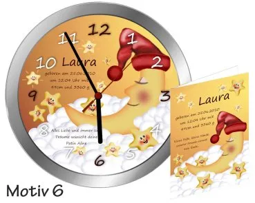 Moderne Geburtsuhr - als Geschenk zur Geburt -Metalluhr mit Namen