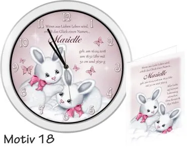 Hase Geburt weiss Uhr