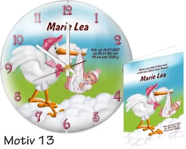 Geschenk Geburt: Moderne rahmenlose Geburtsuhr
