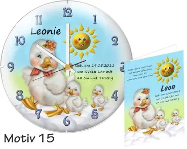 Geschenk Geburt: Moderne rahmenlose Geburtsuhr