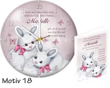 Geschenk Geburt: Moderne rahmenlose Geburtsuhr