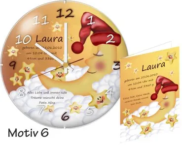 Geschenk Geburt: Moderne rahmenlose Geburtsuhr