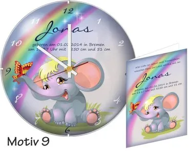 Geschenk Geburt: Moderne rahmenlose Geburtsuhr
