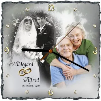 Schieferuhr Goldene Hochzeit