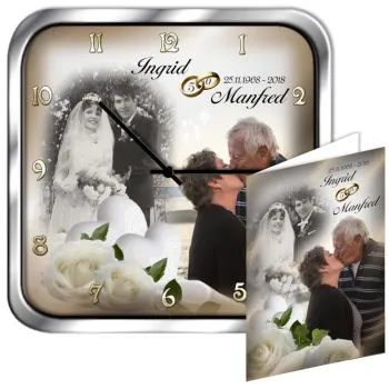 Geschenke zur Goldenen Hochzeit Eckige Metalluhr mit Foto