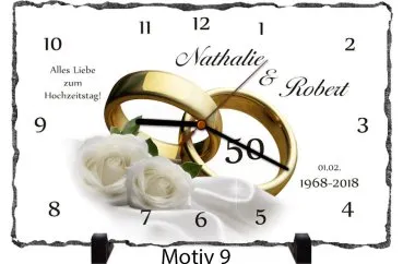 Goldhochzeit Schieferuhr mit Namen