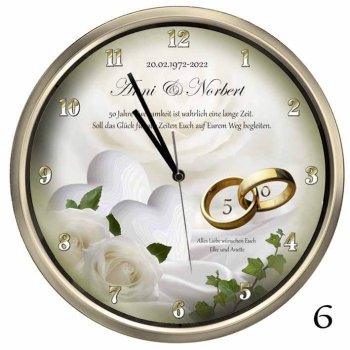 Preview: Goldene Wanduhr - 30cm Durchmesser und Funkuhrwerk