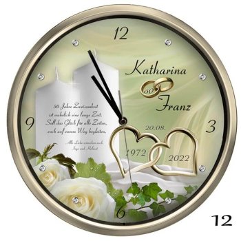 Preview: Goldene Wanduhr - 30cm Durchmesser und Funkuhrwerk