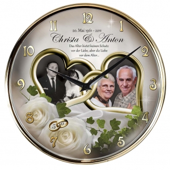 Fotouhr mit Funkuhrwerk - Uhrrahmen silber oder gold