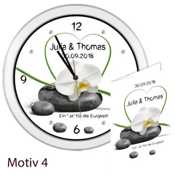 Hochzeitsuhr weiss mit Karte Motiv4