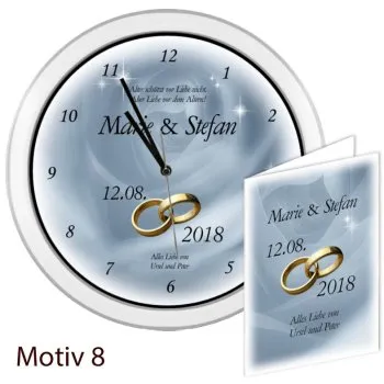 Hochzeitsuhr weiss mit Karte Motiv8