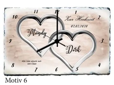 Hochzeitsgeschenk Traumhafte Schieferuhr mit Namen