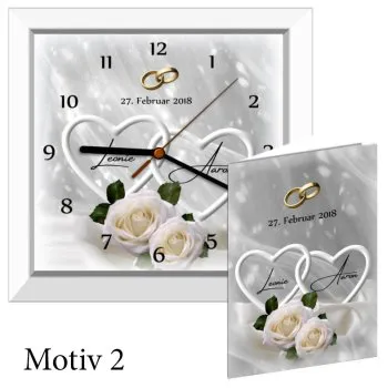 Hochzeitsgeschenk mit weissen Herzen Uhr M2