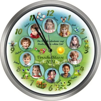 Geschenkuhr rund mit Funkuhrwerk - Kindergartenabschied - Abschied von der Grundschule