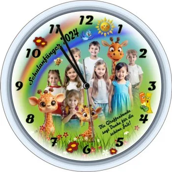 Abschiedsuhr für Betreuer - weisse Wanduhr - leises Funkuhrwerk