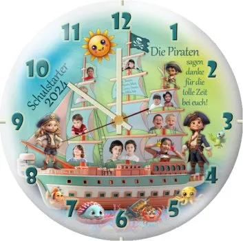 Zum Kindergartenabschied - Wanduhr mit Kuppelglasabdeckung - modern und zeitlos-elegant