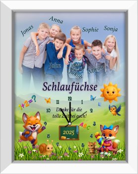 Preview: Große Uhr für viele Kinder - Abschiedsgeschenk rechteckig