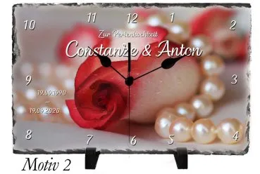Geschenk zum 30. Hochzeitstag - Schieferuhr oder Schieferbild rechteckig mit Namen